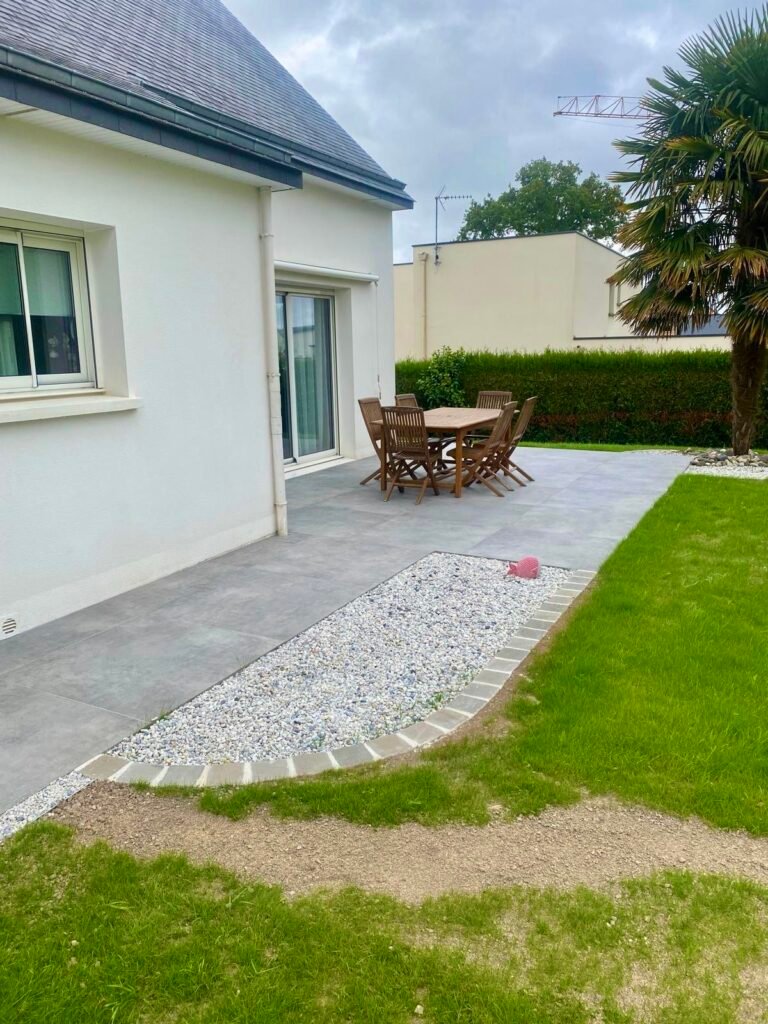 Terrasse couverte - Dallage grès cérame 100x100
